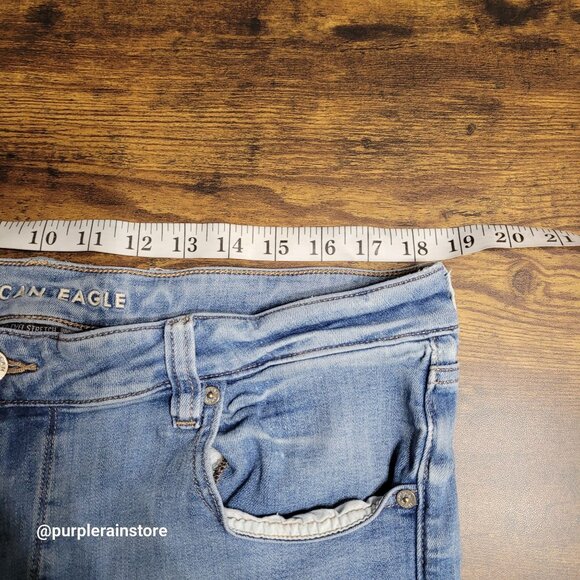 American Eagle Jeans 18 R Super Hi Rise Flare Next Level Stretch Medium Light - Picture 8 of 13